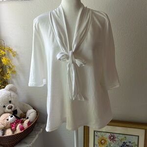 Eri & Ali Soft White 3/4 Sleeve Tie-Front Blouse